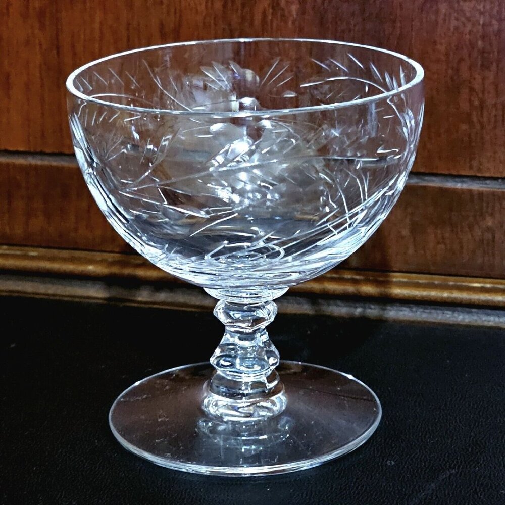 Cambridge Montrose Champagne Sherbet Glass stemware 3" short stem 4oz botanicals - Picture 2 of 12